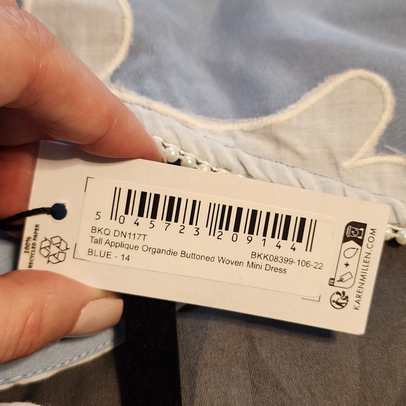 Karen Millen Applique Organdie Buttoned Woven Mini Dress - Picture 9 of 9